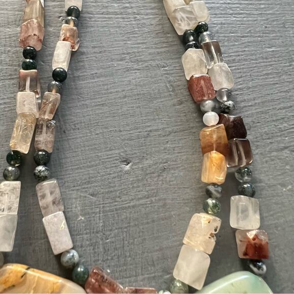 Polished Stones Double Strand Beaded Necklace - Picture 3 of 8